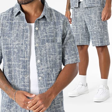 Frilivin - Ensemble Surchemise Manches Courtes Et Short Bleu Clair