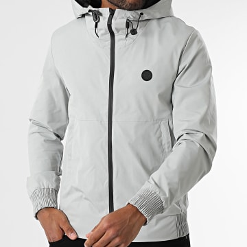 Kymaxx - Giacca con cappuccio e zip grigio chiaro