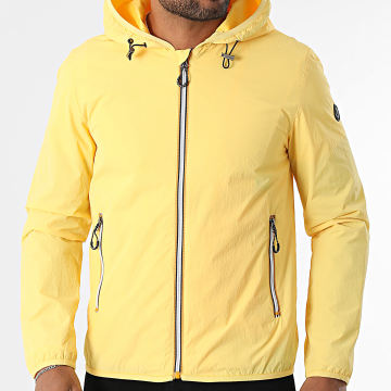 Kymaxx - Cortavientos amarillo con capucha y cremallera