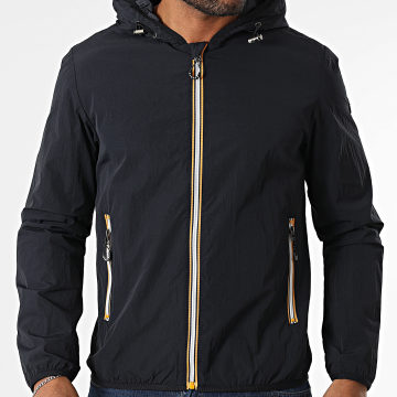 Kymaxx - Coupe-Vent Zippé Capuche Bleu Marine