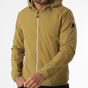 Kymaxx - Cortaviento con cremallera y capucha Verde caqui claro