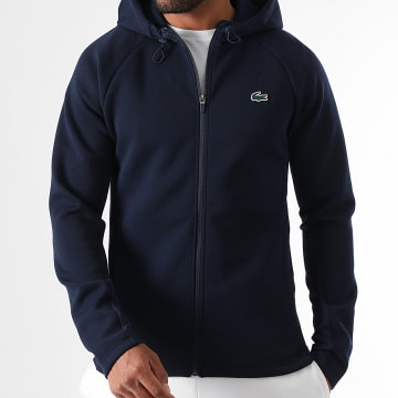 Lacoste - Sudadera con capucha y cremallera y logotipo bordado de cocodrilo azul marino