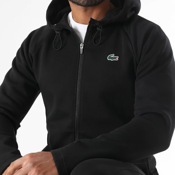 Lacoste - Sudadera con capucha y cremallera y logotipo bordado Cocodrilo Negro