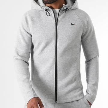 Lacoste - Sudadera con cremallera Logotipo bordado Cocodrilo Gris brezo