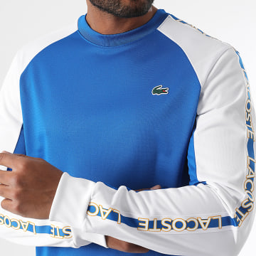 Lacoste - Camiseta Manga Larga Con Rayas Logo Bordado Cocodrilo Calce Clásico Azul Blanco