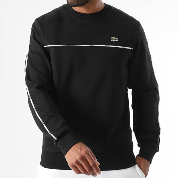 Lacoste - Classic Fit Negro Cocodrilo Logotipo Bordado Sudadera cuello redondo