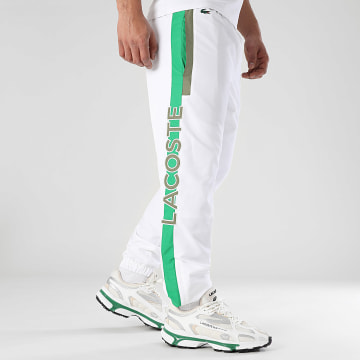 Lacoste - Pantalon Jogging Logo Crocodile Regular Fit Blanc Vert