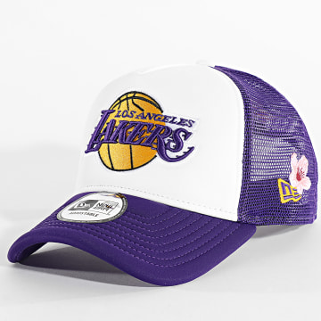 New Era - Los Angeles Lakers Trucker Flower Cap Paars Wit