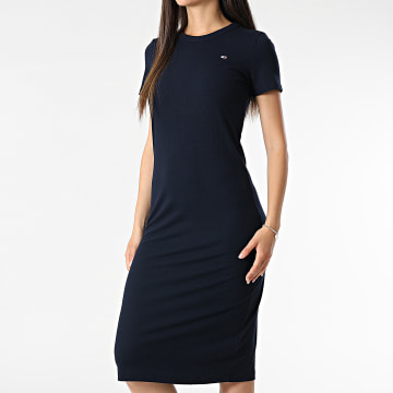 Tommy Jeans - Dames Bodycon Midi T-shirt Maxi Dress 9721 marineblauw