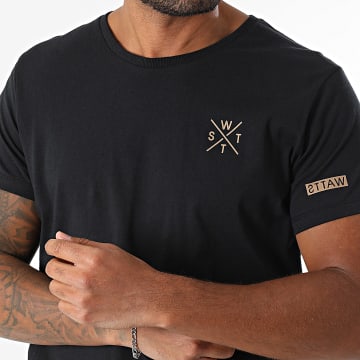 Watts - Oversized T-shirt 1WATTS01 Zwart Bruin