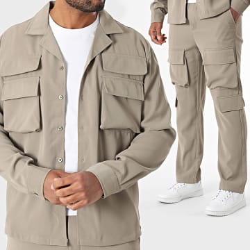 MTX - Set met taupe overhemd en cargobroek