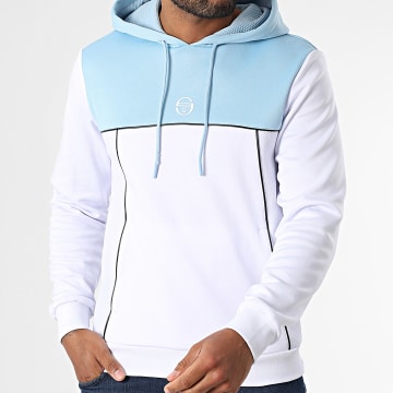 Sergio Tacchini - Sweat Capuche Deriva 41016 Blanc Bleu Clair