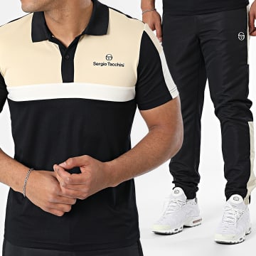 Sergio Tacchini - Abita Alata Polo Manga Corta Y Pantalón Corto 41050 40814 Conjunto Beige Negro