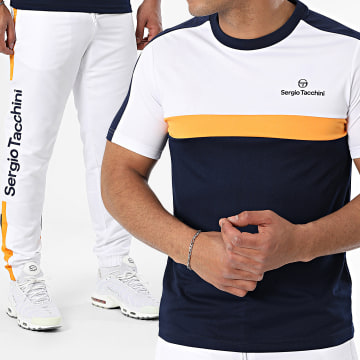 Sergio Tacchini - Ensemble Tee Shirt Et Pantalon Jogging Alata Denso 41051 41124 Bleu Blanc Orange