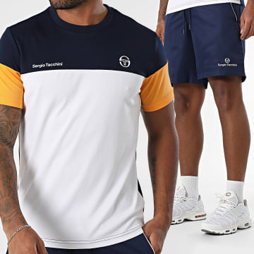 Sergio Tacchini - Ensemble Tee Shirt Et Short Jogging Prave Rob 40845 40848 Blanc Bleu Marine