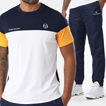 Sergio Tacchini - Ensemble Tee Shirt Et Pantalon Jogging Prave Carson 40845 40850 Blanc Bleu Orange