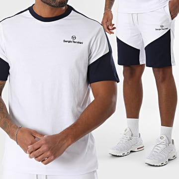 Sergio Tacchini - Giardino 41004 41007 White Navy Tee Shirt And Jogging Shorts Set