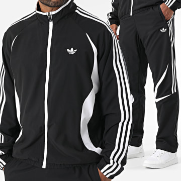 Adidas Originals - Ensemble De Survetement A Bandes Teamgeist JC6227 JC6228 Noir Blanc