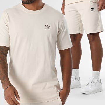 Adidas Originals - Ensemble Tee Shirt Et Short Jogging Trefoil Essential JC9991 IY8518 Beige