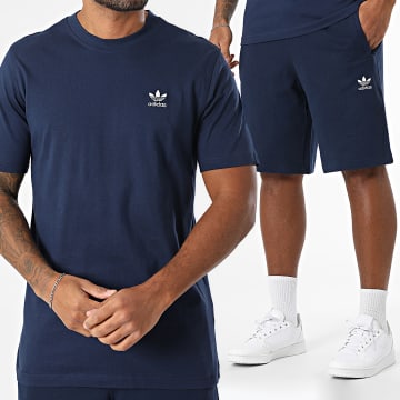 Adidas Originals - Ensemble Tee Shirt Et Short Jogging Trefoil Essential JC9989 IY8521 Bleu Marine