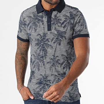 Deeluxe - Polo Manches Courtes Tiki P6202M Bleu Marine Chiné