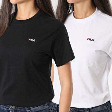 Fila - Lote de 2 camisetas de mujer FAW0139 Negro Blanco