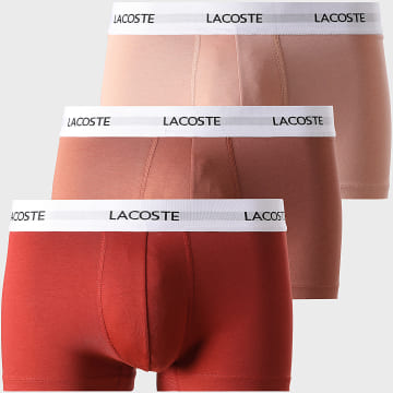 Lacoste - Lot De 3 Boxers Classic Rouge Brique Marron Rose Clair