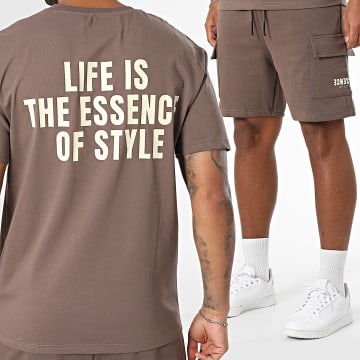 MTX - Oversize T-Shirt Und Cargo Shorts 625 Braun Set