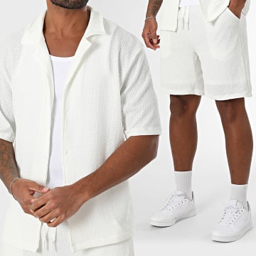 Uniplay - Set camicia a maniche corte e pantaloncini da jogging ecrù