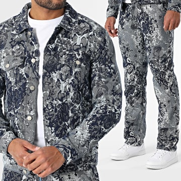 Uniplay - Blue Denim Jean Jacket and Cargo Pants Set