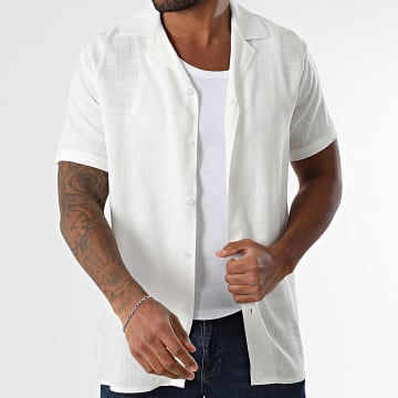 Frilivin - Chemise Manches Courtes Effet Lin Blanc