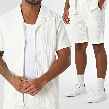 Frilivin - Ensemble Chemise Manches Courtes Et Short Jogging O26 Beige Clair