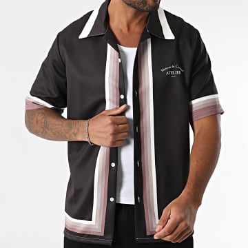 KZR - Chemise Manches Courtes Noir Blanc Beige