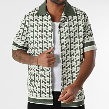 KZR - Chemise Manches Courtes Vert Clair Vert Foncé