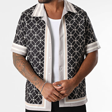 KZR - Chemise Manches Courtes Noir Gris Beige