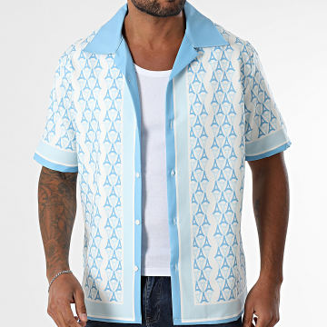 KZR - Chemise Manches Courtes Bleu Clair Blanc