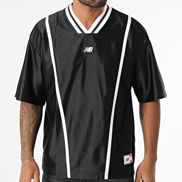 New Balance - Jersey oversize cuello pico MT51606 Negro Blanco