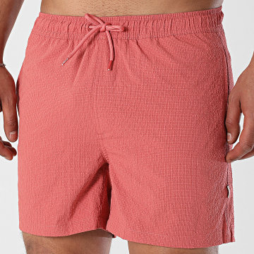 Only And Sons - Ted Life Solid Seersucker Badeshorts Ziegelrot