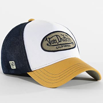 Von Dutch - Cappello Trucker in Terry Bianco Giallo Senape Blu Navy