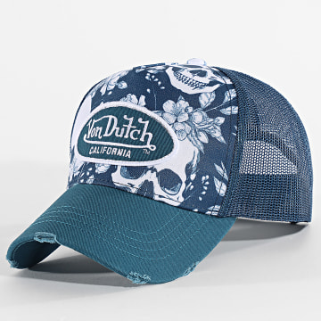 Von Dutch Berretto Trucker MESH Unisex - Giallo E Blu Con Logo Ricamato - Snapback Regolabile Con Retro A Rete - Autentico