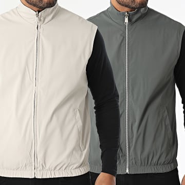 Frilivin - Chaqueta sin mangas reversible 304 Gris antracita Beige
