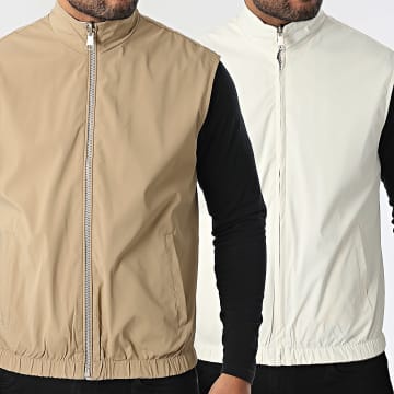 Frilivin - Chaqueta sin mangas reversible 304 Camel Crudo