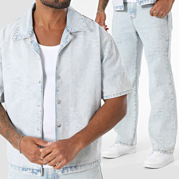 Frilivin - Ensemble Chemise Jean Manches Courtes Et Jean Regular Fit 510 Bleu Wash