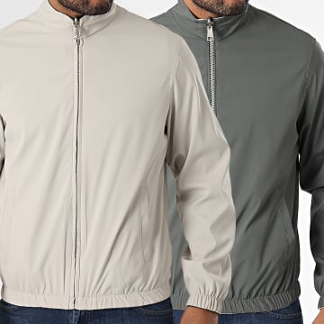Frilivin - 705 Gris Antracita Beige Chaqueta con cremallera reversible