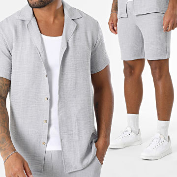 Frilivin - Ensemble Chemise Manches Courtes Et Short Jogging 615 Gris Chiné