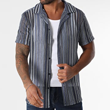 Frilivin - Chemise Manches Courtes A Rayures 297 Bleu Marine Bleu Clair