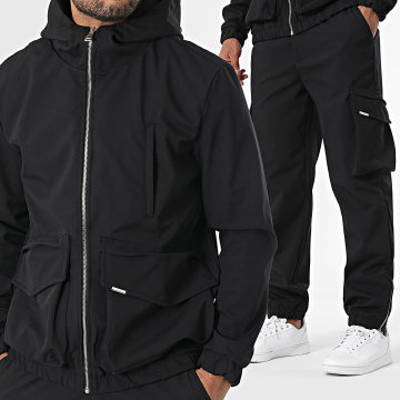 Ikao - Ensemble Veste Capuche Zippée Et Pantalon Cargo Uni 046 Noir