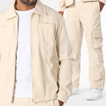 Ikao - Ensemble Veste Zippée Et Pantalon Cargo 045 Beige
