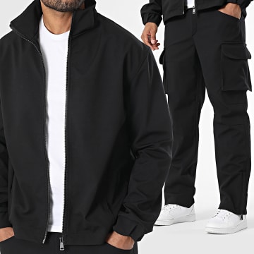 Ikao - Ensemble Veste Zippée Et Pantalon Cargo Uni 054 Noir