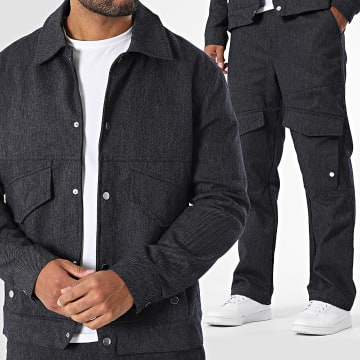 Ikao - Ensemble Veste Et Pantalon Cargo 009 Bleu Marine Chiné